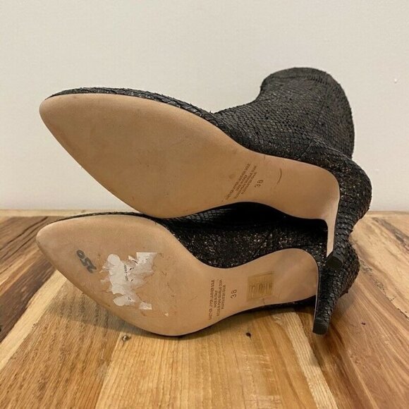 Cavallini Italy Heel Boots Black Gold Snake 8 NEW - Picture 6 of 9